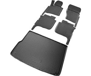 RECAMBO Gummimatten & Kofferraumwanne Set passend für VW Touareg II, 7P | 2010-2018 | 4-Zonen Klimaautomatik - 100% passgenaue Auto Fußmatten und Kofferraummatte aus hochwertigen rutschfesten TPE
