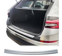 RECAMBO Ladekantenschutz Edelstahl kompatibel für Skoda Kodiaq I | BJ 2016-2023 - matt gebürstet mit Textur - Styling und Schutz für die Stoßstange