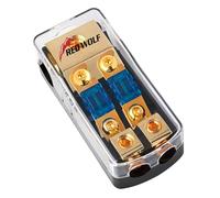 RED WOLF Mini ANL Sicherungshalter 60A, 2 Wege Kfz Stromverteiler mit 60 Ampere Flachsicherungen für Auto Audio Stereo Autobatterie Sicherungshalter 0/4 Gauge In 4/8 Gauge Out Verteilerblock