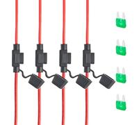 RED WOLF Sicherungshalter 4 Stück Flachsicherungshalter Mini-Sicherungshalter mit 30A ATM Auto Sicherunge KFZ LKW Flachsicherung Dracht Inline Sicherungen 4mm² Kabelquerschnitt
