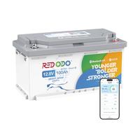 Redodo 12V 100Ah Bluetooth LiFePO4 Batterie, 188mm Höhe Tiefzyklus Lithium Batterie mit Smart BMS 1280Wh Energie, Niedrigtemperaturschutz, Perfekte AGM Ersatzbatterie für Wohnmobil, RVs, Wohnwagen