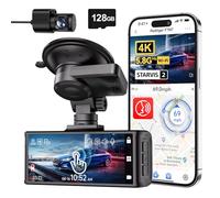REDTIGER 4K STARVIS 2 Dashcam Auto Vorne Hinten,Touchscreen 3,18 Zoll,Sprachsteuerung,Dash Cam Auto 5.8GHz WiFi 6,GPS,Kostenlose 128GB Karte,2160P UHD-Nachtsicht,Notfall-Sperre,Parkmonitor (F7N Touch)