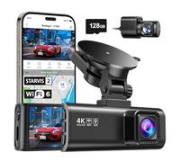 REDTIGER Dashcam Auto Vorne Hinten 4K/2,5K mit STARVIS 2, 5.8GHz WiFi20MB/s | Kostenlose 128-GB-Karte, Dash Cam Auto Kamera 3,18" IPS-Bildschirm, GPS, 170°Weitwinkel WDR, Unterstützt 512 GB Max(F7NP)