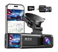 REDTIGER Dashcam Auto Vorne Hinten 4K/2,5K mit STARVIS 2, Dash Cam Auto Kamera 3,18" IPS-Bildschirm, kostenlose 128-GB-Karte,5.8GHz WiFi, GPS, 170°Weitwinkel WDR, Unterstützt 256 GB Max(F7NP)
