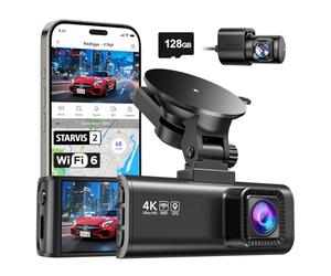 REDTIGER Dashcam Auto Vorne Hinten 4K/2,5K mit STARVIS 2, Dash Cam Auto Kamera 3,18" IPS-Bildschirm, kostenlose 128-GB-Karte,5.8GHz WiFi, GPS, 170°Weitwinkel WDR, Unterstützt 512 GB Max(F7NP)