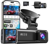 REDTIGER Dashcam F7NP Vorne Hinten 4K/2,5K mit STARVIS 2 32-GB-Karte WiFi, GPS