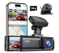 REDTIGER F7N 4K Dashcam mit WiFi Vorne 4K/2.5K und Hinten 1080P Dash Kamera | Inklusive 64G Karte, 3.18" Kamera Auto, GPS, 170° Weitwinkel Dashcam Auto, Parking Monitor, Unterstützt Maximal 256GB