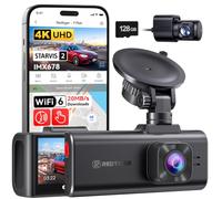 REDTIGER F7NA 4K Dashcam Vorne Hinten, STARVIS 2 IMX678 8MP UHD Autokamera | Kostenlose 128-GB-Karte, 5.8GHz WLAN(20MB/s), GPS & Sprachsteuerung, HDR Nachtsicht, 24H Parküberwachung, Bis zu 512GB Max