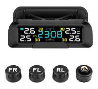 Reifendruck-Monitor, drahtloses TPMS-LCD-Display mit Uhr-Reifendruck-Erkennungssystem für Windschutzscheiben-Armaturenbrett-Montage (extern)