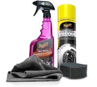 Reifenpflege Set Meguiars Auto Reifenglanz Felgenreiniger Mikrofasertuch Schwamm