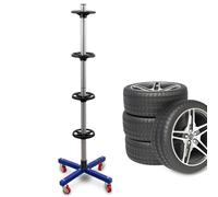 Bituxx - Stabiler fahrbarer Felgenbaum Reifenwagen Felgenständer Reifenständer Radwagen bis 225mm Blau