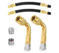 Reifenventil Verlängerung Adapter,90 Grad Ventilverlängerung und 180mm Flexible Gummi Reifen Ventilverlängerung Kupfer Ventiladapter Winkel Ventilverlängerung für Auto Motorrad Fahrrad Scooter