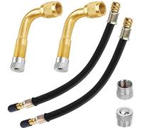 Reifenventil Verlängerung Autoventil Adapter Ventilverlängerung 90 Grad und 215mm Flexible Gummi Reifen Ventil Extender Kupfer Winkelventil Ventiladapter für Auto Motorrad, Rennrad Fahrrad Scooter