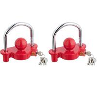 Relaxdays Anhängerschloss für Kupplungen, 5 Schlüssel, Diebstahlschutz Pkw- & Pferdeanhänger, Wohnwagen, rot/Silber (Packung mit 2)