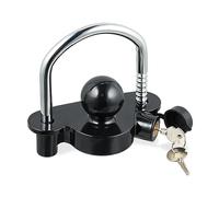 Relaxdays Anhängerschloss, Wohnwagen Diebstahlschutz für gängige Anhängerkupplungen, Schloss für PKW, schwarz/Silber, Aluminium, Stahl