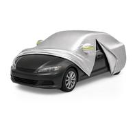 Relaxdays Autoabdeckplane Aluminiumbeschichtetes Gewebe Silber Vollgarage UV-Schutz Reißverschluss 450 cm bis 495 cm für Limousine
