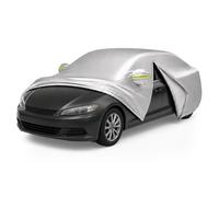 Relaxdays Autoabdeckplane Aluminiumbeschichtetes Gewebe Silber Vollgarage UV-Schutz Reißverschluss 435 cm bis 470 cm für Limousine