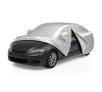 Relaxdays Autoabdeckplane Aluminiumbeschichtetes Gewebe Silber Vollgarage UV-Schutz Reißverschluss 450 cm bis 495 cm für Limousine