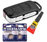 Repair Reparatur Satz Auto Schlüssel Austausch Gehäuse mit 2 Tasten + HU39 Rohling + Batterie kompatibel mit Mercedes Benz R170 W414 W903 Chrysler Crossfire