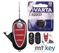 Repair Reparatur Satz Auto Schlüssel Austausch Gehäuse mit 3 Tasten + Rohling + Batterie kompatibel mit Alfa Romeo Mito 2008-2013