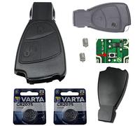 Repair Reparatur Satz Auto Schlüssel Set Austausch Gehäuse mit 2 Tasten + Drucktasten + Batterien kompatibel für Mercedes W209 W169 W245 W203 R171