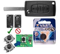 Repair Reparatur Satz Autoschlüssel Funk Fernbedienung Austausch Gehäuse kompatibel mit 3 Tasten + VA2 Rohling + Batterie für Peugeot 407