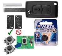Repair Reparatur Satz Autoschlüssel Funk Fernbedienung Austausch Gehäuse mit 2 Tasten + HU83 Rohling + Batterie kompatibel mit Peugeot 207 307 308 807 5008