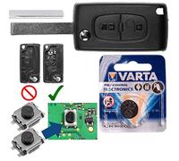 Repair Reparatur Satz Autoschlüssel Funk Fernbedienung Austausch Gehäuse mit 2 Tasten + HU83 Rohling + Batterie kompatibel mit Peugeot 207 307 308 807 5008