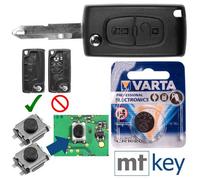 Repair Reparatur Satz Autoschlüssel Funk Fernbedienung Austausch Gehäuse mit 2 Tasten + NE73 Rohling + Batterie kompatibel mit Peugeot Citroen