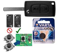 Repair Reparatur Satz Autoschlüssel Funk Fernbedienung Austausch Gehäuse mit 2 Tasten + VA2 Rohling + Mikrotaster + Batterie kompatibel mit Peugeot 407 Partner Citroen C2 C3 Picasso Berlingo