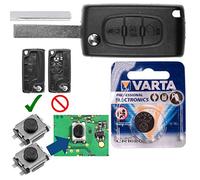 Repair Reparatur Satz Autoschlüssel Funk Fernbedienung Austausch Gehäuse mit 3 Tasten + HU83 Rohling + Batterie kompatibel mit Citroen C4 I Grand Picasso C5 III Break
