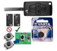 Repair Reparatur Satz Autoschlüssel Funk Fernbedienung Austausch Gehäuse mit 4 Tasten + VA2 Rohling + Batterie kompatibel mit Peugeot 807 1007