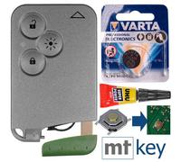 Reparatur Satz Autoschlüssel Karte Smartkey Austausch Gehäuse mit 3 Tasten + Notschlüssel Rohling + 1x Drucktaste + Batterie kompatibel mit Renault