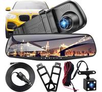 Retoo Full HD Auto Spiegel Dashcam mit Rückfahrkamera mit Nachtsicht Rear Right Lower Loop-Aufnahme und 4,3 Zoll Display 170° Vorne / 120° Hinten 1080P Dual Autokamera Parkmonitor