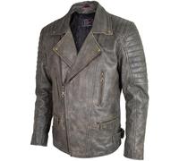 Retro Designer Motorrad Lederjacke in Vintage Braun mit Protektoren Bikerjacke