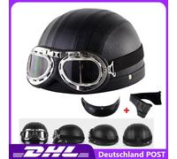 Retro Jethelm Oldtimerhelm Visier Abnehmbarer Schirm Motorradhelm Harley Stil