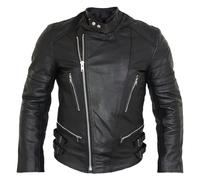Retro Lederjacke Motorrad Motorradjacke 80´s Oldschool Protektoren Herren Biker