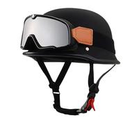 Retro Motorrad Halbhelme Brain-Cap Motorradhelm ECEDOT Zertifiziert Jethelm Mit Brille Vintage Motorrad Halbschalenhelm Offenem Helm Für Erwachsene Unisex Moped Halbhelme L,XXXXL:67-68CM