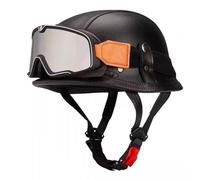 Retro Motorrad Halbhelme Vintage Brain Cap Halbschalenhelm ECEDOT Zertifiziert Jethelm Mit Brille Scooter Motorradhelm Roller Moped Helm Offenem Motorrad Helm Frauen Männer N,XXXXL:67-68CM