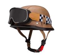Retro Motorrad Halbhelme Vintage Brain Cap Halbschalenhelm ECEDOT Zertifiziert Jethelm Mit Brille Scooter Motorradhelm Roller Moped Helm Offenem Motorrad Helm Frauen Männer I,XXXXL:67-68CM