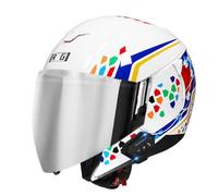 Retro Motorrad Halbhelme Zertifiziert ECEDOT Bluetooth Jethelm 3/4 Motorradhelm Mit Doppel Sonnenblende Vintage Halbschalenhelm Offenem Roller-Helmet Für Erwachsene Unisex H,L:59-60CM