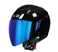 Retro Motorrad Halbhelme Zertifiziert ECEDOT Bluetooth Jethelm 3/4 Motorradhelm Mit Doppel Sonnenblende Vintage Halbschalenhelm Offenem Roller-Helmet Für Erwachsene Unisex Z-15,XL:61-62CM
