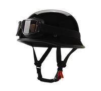 Retro Motorradhelm Brain-Cap Halbschalenhelm ECEDOT Zertifiziert Deutscher Stil Jethelm Offenem Motorrad Halbhelme Scooter Halbhelme Mit Brille Erwachsene Frauen Männer K,XXXXL:67-68CM