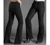 RETRO Nubuk Lederhose Herren Hüfthose Schlag - Lederjeans Motorradhose SKORPION