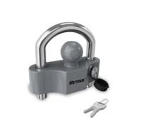 RETRUE Anhängerschloss Anhängerkugelsperrkupplung Diebstahlschutz Anhänger-Sicherung Abschleppsperre mit 2 Schlüssel, Wohnwagen Schutz, Hochleistungs-Stahl, Abdeckkappe, Grau