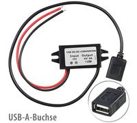 revolt DCDC-Wandler: DC/DC-Spannungswandler für 12/24 V zu 5 V, 3 A, IP67, USB-A-Buchse (DC-DC-Wandler Step Down, Abwärtswandler-Regler, Motorrad)