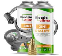 Ricaria Clima - 3in1 R1234yf Klimaanlage Nachfüllen - 2 x 235 g mit Füllschlauch und YF Adapter - Auto Klimaanlage - Auto Klimaanlage Nachfüllen - 3in1 R1234yf Gas - Gas Kartusche - ECO
