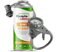 Ricaria Clima - 3in1 R134a Kältemittel Ersatzgas + Schlauch - Kühlmittel Klima Auto mit Klima Dichtmittel und Öl - Gasflasche 1x235 g - Auto Klimaanlage Nachfüllset - Klimaanlage Wohnmobil - ECO