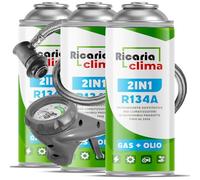 Ricaria Clima - Ersatz für R134a Kältemittel Gas 3 x 235 g mit Schlauch für Klimaanlage - Auto Klimaanlage Nachfüllen - R134a - Gas Kartusche - ECO
