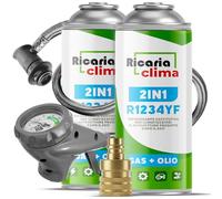 Ricaria Clima - R1234yf Kältemittel Gas mit Öl mit Schlauch und YF Adapter - Auto Klimaanlage Nachfüllen - 2 x 235 g - ECO
